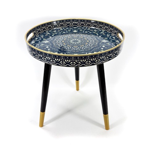 Round boho side table - side, inch